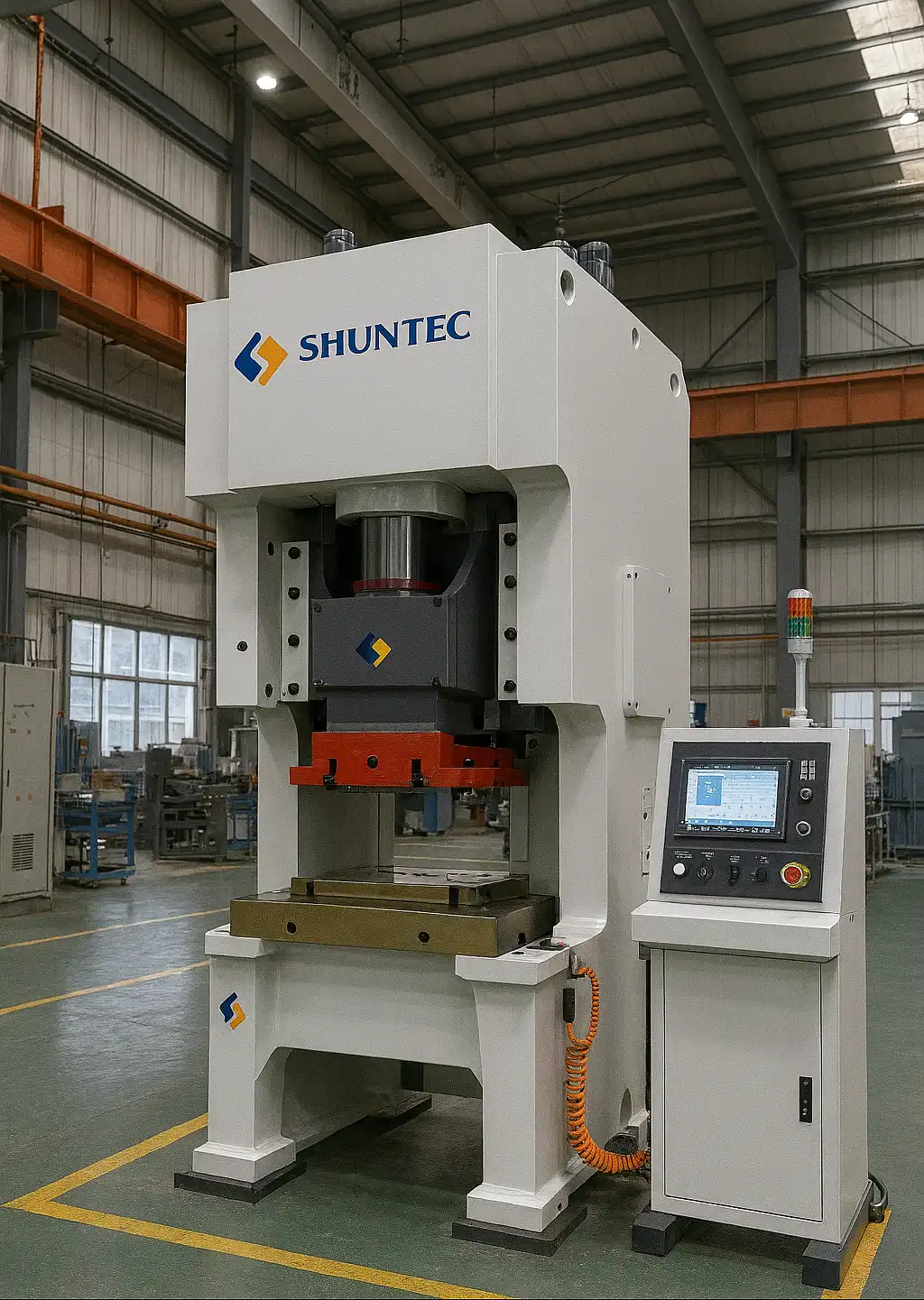 SHUNTEC servo press machine in a factory setting