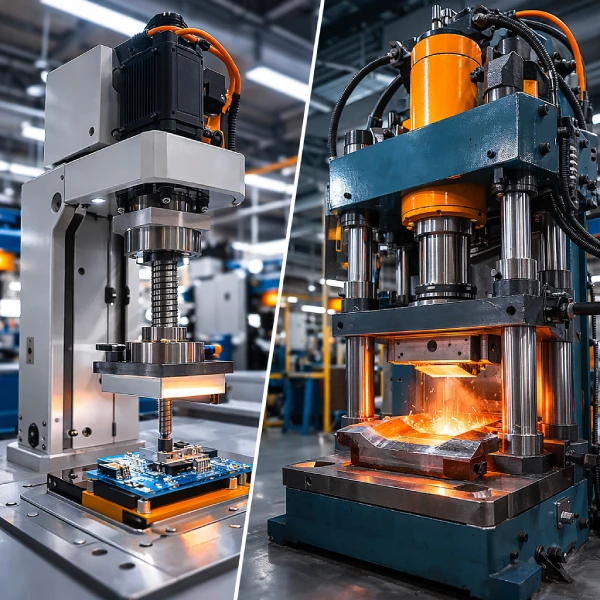 electric servo press compared with servo hydraulic press industrial machines