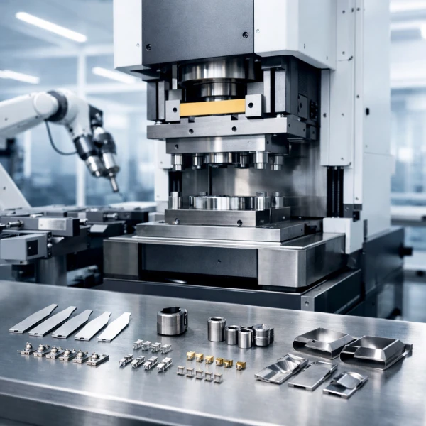 Precision servo stamping press producing medical components in a clean manufacturing environment
