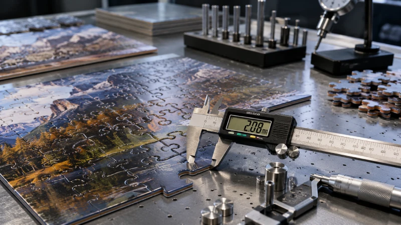 Quality inspection of precision-cut puzzle pieces using digital measuring tools