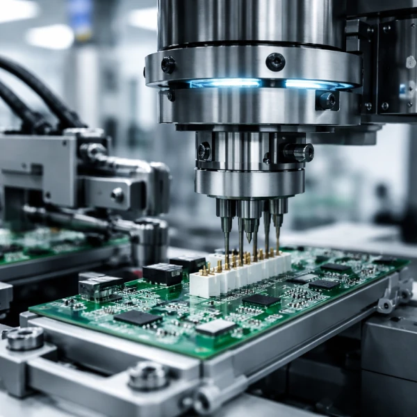 servo press assembling electronic connectors in electronics manufacturing