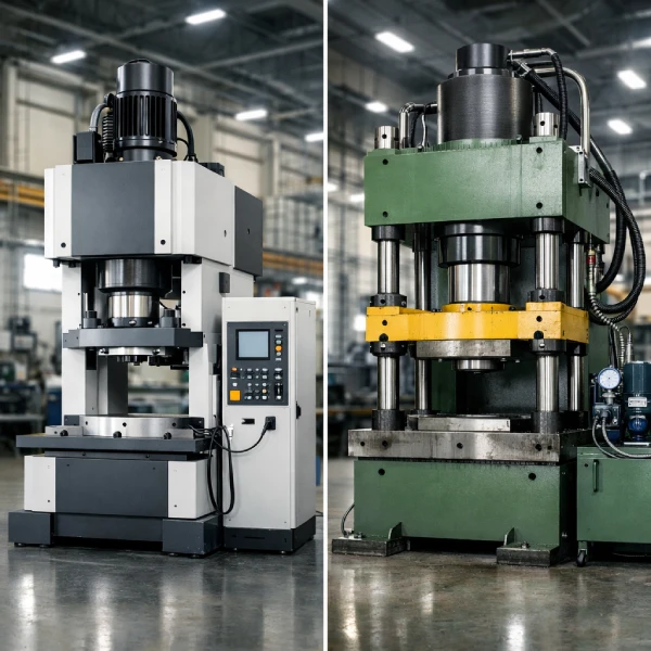 servo press vs hydraulic press industrial press machines comparison in manufacturing factory